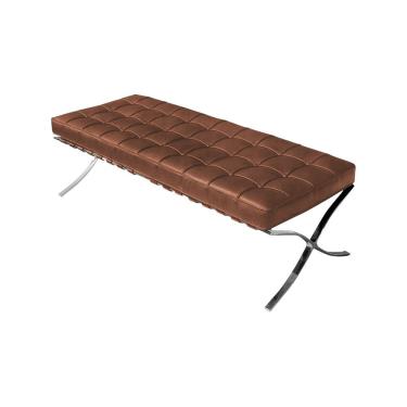Imagem de Banco Barcelona Couro Naural Marrom Base Inox Cor Marrom