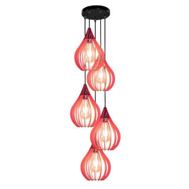 Imagem de Luminária Teto Lustre Pendente Balcão Cozinha Sala 5 Chile Cor:vermelho