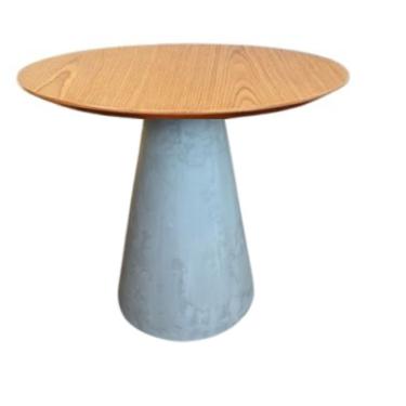 Imagem de Mesa Lateral Cone Cimento Rústico Tampo Laqueado 41 Cm Branco