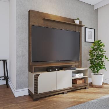 Imagem de Estante Home Theater 2 Portas Jurerê 1500 Amêndoa - Off White Matte