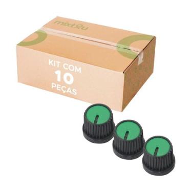 Imagem de 10x Botão Knob Redondo Estriado Com Parafuso Ad209 - Verde - PIX