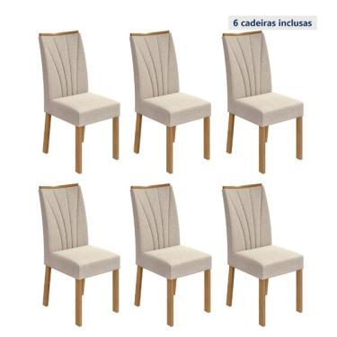 Imagem de Conjunto 6 Cadeiras Estofadas Apogeu Amêndoa Clean/linho Rinz