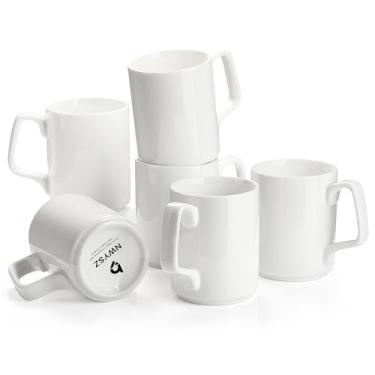 Imagem de NWYSZ Canecas De Cerâmica - 145 Ml Para Café, Chá, Expresso E Bebidas Quentes, Conjunto Com 6, Laváveis Na Máquina Lavar Louça No Micro-Ondas, Design Branco Elegante, Marca Ideal Presente