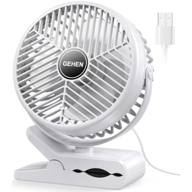 Imagem de GEHEN Ventilador Pequeno De Encaixe, 3 Velocidades Com Fluxo Ar Forte, Alimentado Por Usb E Braçadeira Mesa Resistente, Ultra Silencioso Para Carrinho Bebê Em Dormitório Escritório