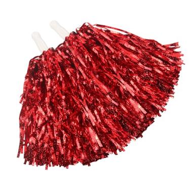 Imagem de Hooshing 24 Peças De Pompons Metálicos Vermelhos E Fofinhos Com Cabo Bastão Para Dança, Esportes, Festas, Equipes Líderes Torcida