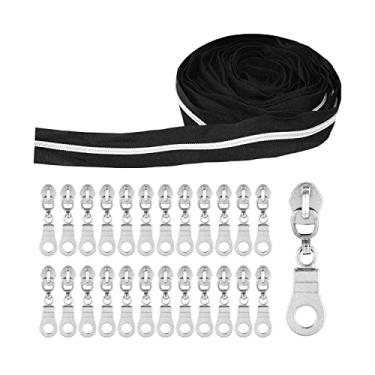 Imagem de Zíper metálico da The Yard Bulk com rolo de zíper preto de 10 jardas para costura, estofamento com 25 deslizadores de metal de arma, 5 bobinas de nylon; da Mandala Crafts, Preto, Size 5 Silver Coil, 1