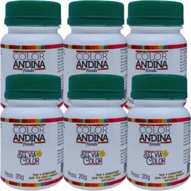 Imagem de 6 Potes de Adoçante Stévia 20g Color Andina Foods Natural vegano