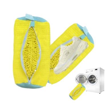 Imagem de Sunlyn-MLG Saco Para Máquina De Lavar Sapatos, Roupa Suja Tênis, Calçados Lavadora E Secadora, Meias Limpeza Reutilizáveis, Delicados, Tênis Academia (Amarelo, 2 Peças)