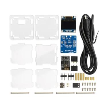 Imagem de Ioensy Kit de relógio digital DIY DIY Alarm Esp8266 Estação meteorológica de montagem fácil para o quarto relógio para o quarto interna