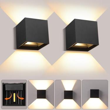 Imagem de Boaskul Pacote Com 2 Arandelas De Parede Externas 20 W, 3000 K, Luminária Moderna Para Varanda Externa, Iluminação Frente Casa, Garagem, Corredor