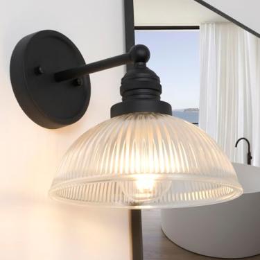 Imagem de Teqinchy Arandela De Parede Preta, Luminárias Banheiro Com Vidro Transparente, Penteadeira Estilo Fazenda, Iluminação Moderna Para Sala Estar, Quarto, Espelho, Cozinha, Corredor E26 Fiação Fixa