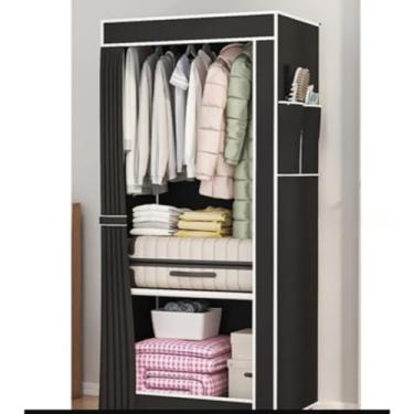 Imagem de Guarda Roupa Dobrável Organizador De Roupas Com Ziper Multifuncional(PEQUENO -PRETO)