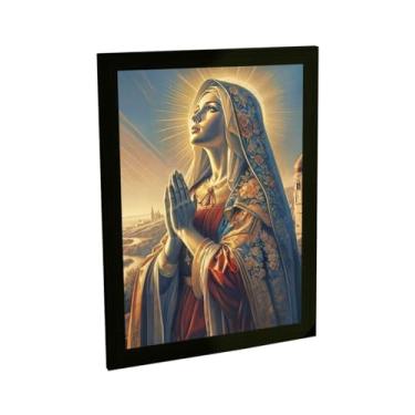 Imagem de Quadro Decorativo Nossa Senhora Aparecida Ilustração Azul Decoração Poster Quarto Sala
