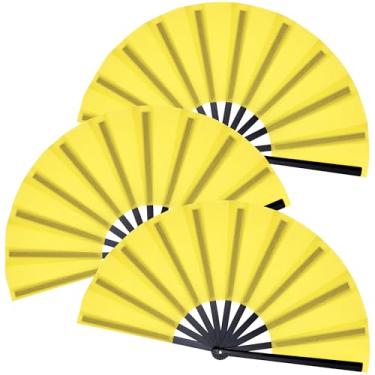 Imagem de Marrywindix 3 peças grande ventilador dobrável chinês grande leques de palmas portáteis para homens e mulheres linha de desempenho decorações de dança evento festa festival artesanato botas de