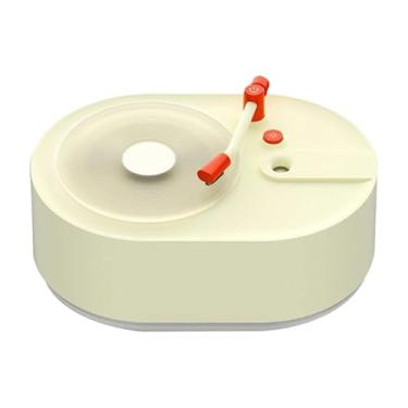 Imagem de XLWLLNJ Difusor de óleos essenciais em formato de toca-discos, umidificador de ar, decoração USB, difusor de aromas portátil exclusivo para cabeceira e, Bege