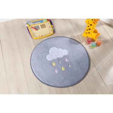Imagem de Tapete Infantil Bebê Chuva de Benção Cinza Com Rosa Meninas - ATACADO 
