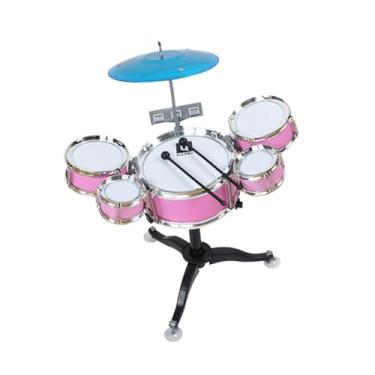 Imagem de menolana Conjunto de bateria infantil, conjunto de brinquedos musicais, compacto de coordenação olho-mão, bateria de jazz, instrumentos musicais, brinquedo, Rosa