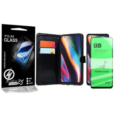 Imagem de Capa Carteira + Pelicula De CERAMICA Moto G 5G Plus 6.7 XT2075 - Cell 