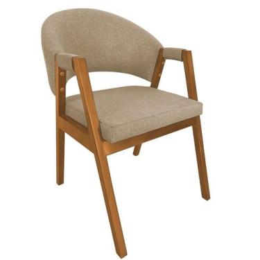 Imagem de Cadeira de Jantar Hellen Base em Madeira Cerejeira Linho - Ultrasoft, 