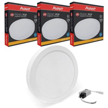 Imagem de 3x Painel Plafon Led 18W Sobrepor Redondo 3000K Quente
