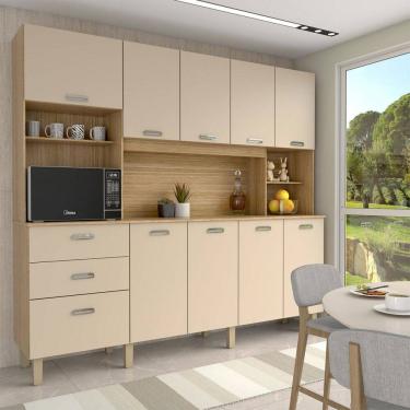 Imagem de Cozinha Compacta Suspiro 10 Portas 2 Gavetas Freijó/Vanilla - Panorama Móveis