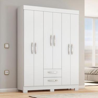 Imagem de Guarda-Roupa Casal Cruz 6 Portas 2 Gavetas Flex Branco New/Rosa - Pnr 