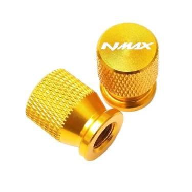 Imagem de jininshengxindianzi Compatible With NMAX N-Max 125 155 NMAX125 Nmax155 Scooter Accessories Tyre Valve Cover Cap&Motorcycle Embroidery Key Chain Keychain(1 pair Gold)