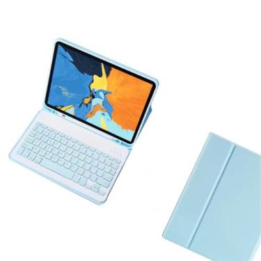 Imagem de Adequado para Tab S7 Plus teclado magnético Bluetooth de 12,4 polegadas com tampa do teclado (branco gelo azul, Estilo regular)