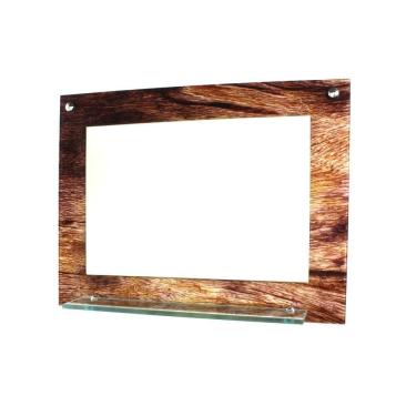 Imagem de Espelho Banheiro Com Prateleira 60Cm X 45Cm Madeira Rustica