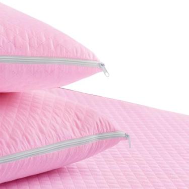 Imagem de KIT 2 Capa Protetora Impermeável para Travesseiro, 70 x 50 cm, com Zíper 4 Camadas 6 CORES (ROSA, 70X50)