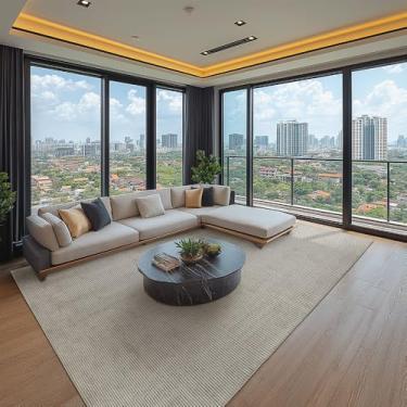 Imagem de Tapetes São Carlos – Tapete Mariana Primavera | Design Listrado, Moderna em Polipropileno | Lavável e Sofisticado p/Sala de Estar | 1,2cm x 3m x 4m