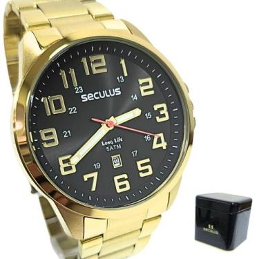 Imagem de Relógio Seculus Masculino Analógico Dourado Long Life 20807GPSVDA2