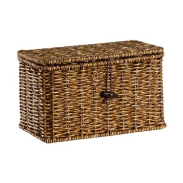 Imagem de YWJLQH Cesta de armazenamento com tampa, organizadora de decoração, prateleira portátil, recipiente decorativo para armário, apartamento, escritório, 24 Cm X 14 Cm X 14