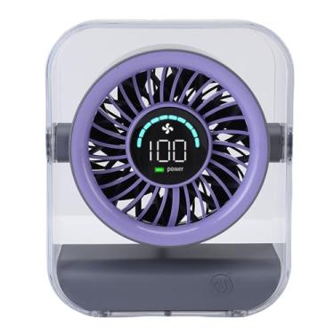 Imagem de Ymiko Dec Fan, Mesa Transparente De Display Digital LED USB Ventilador De Mesa Recarregável Camping De Pequeno Ventilador Portátil Da Bateria 3000mAh para Home Office (Violeta)