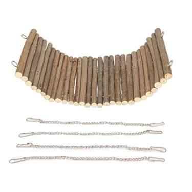 Imagem de Hamster de madeira swing grande escalada tocando rede com corrente suspensa para camundongos papagaios coelhos pequenos animais de estimação materiais 1 balanço 4 cadeias 8 (15 * 35cm)