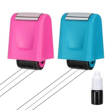 Imagem de PATIKIL 2 peças de carimbos tracejados para prática de linhas de escrita à mão, carimbos de linha de autotinta, tiras de frases de escrita à mão para professores, sala de aula, escritório, casa, rosa