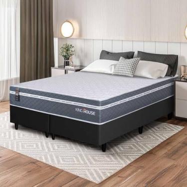 Imagem de Conjunto Box Preto Cairo Cinza Molas Ensacadas Queen 158x198x64 - King House