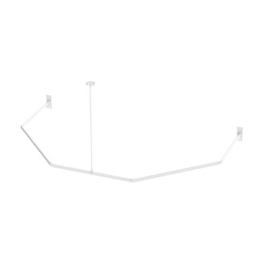 Imagem de Naiture varão de cortina de chuveiro em forma de D 152 x 91 cm com suporte vertical de teto de 91 cm, alumínio, acabamento branco brilhante