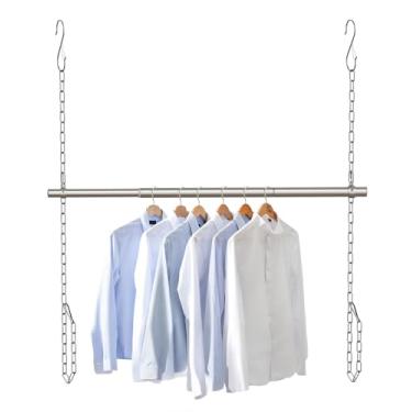 Imagem de Haste de armário para pendurar, extensor de hastes de armário de largura e altura ajustáveis, barra de aço inoxidável resistente de 43 a 101 cm, roupas para pendurar no armário com economia de espaço