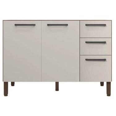 Imagem de Balcão De Pia Mad Versalhes 120 Cm Nogueira Off White - Kits Paraná - 