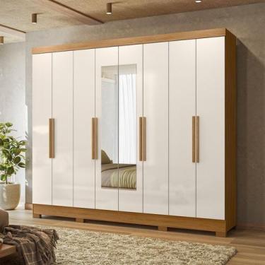 Imagem de Guarda-roupa Casal 8 Portas 4 Gavetas Com Espelhos e Pés Diplomata - M