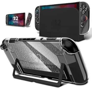 Imagem de Protective Case for Nintendo Switch 2 2025, Slim Fit Dockable PC Cover with Detachable TPU Joy-Con Grips, Anti-Scratch and Shock-Absorption (Clear-D)
