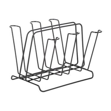 Imagem de SiaBiced Suporte para garrafas de vidro, escorredor de copos com 6 ganchos, suporte para canecas de café, organizador de copos de vidro para xícaras de chá, Preto