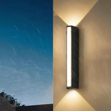 Imagem de Luzes de parede externas LED para cima e para baixo IP65 à prova d'água lâmpadas de parede de jardim moderno acrílico alumínio exterior arandelas de parede interna/externa para porta da frente quintal