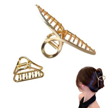 Imagem de Kit 2x Piranha Prendedor De Cabelo Metal Piranha Presilha Metal Dourada Elegante Luxo Vintage Feminina Mulheres Menina