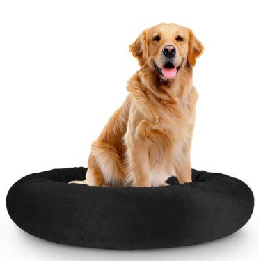 Imagem de Cama Pet Redonda De Pelúcia Para Cachorros e Gatos G - ALEPLUSH, Preto
