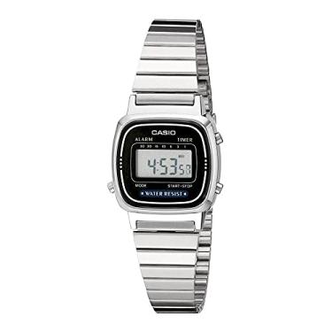 Imagem de Casio Relógio digital feminino LA670WA-1 com alarme diário, Prata, vestido
