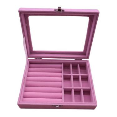 Imagem de Porta Joia visor e Trava Rosa Luxo Moderno Varios espaços - Micromax
