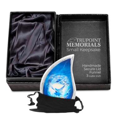 Imagem de Trupoint Memorials Pequena Urna Para Cinzas Humanas, Lembrança, Mini Urnas De Cremação Decorativas Para Homens E Mulheres Adultos – Pequena, Branca, Azul, Pomba, Lágrima