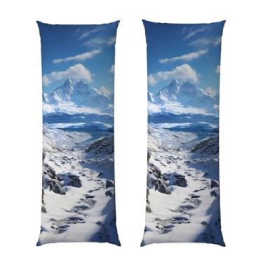 Imagem de Capa de travesseiro corporal com zíper oculto, fronha longa de microfibra macia e respirável para travesseiro corporal, capas de travesseiro espetaculares de montanhas nevadas para dormir, presente de
